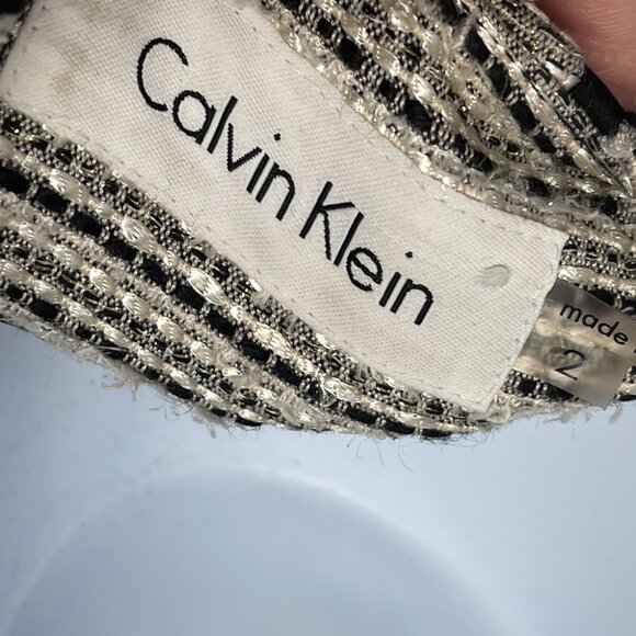 Calvin Klein Tweed Zip Up Jacket Suit Blazer Coat White Black Grey - Picture 6 of 7